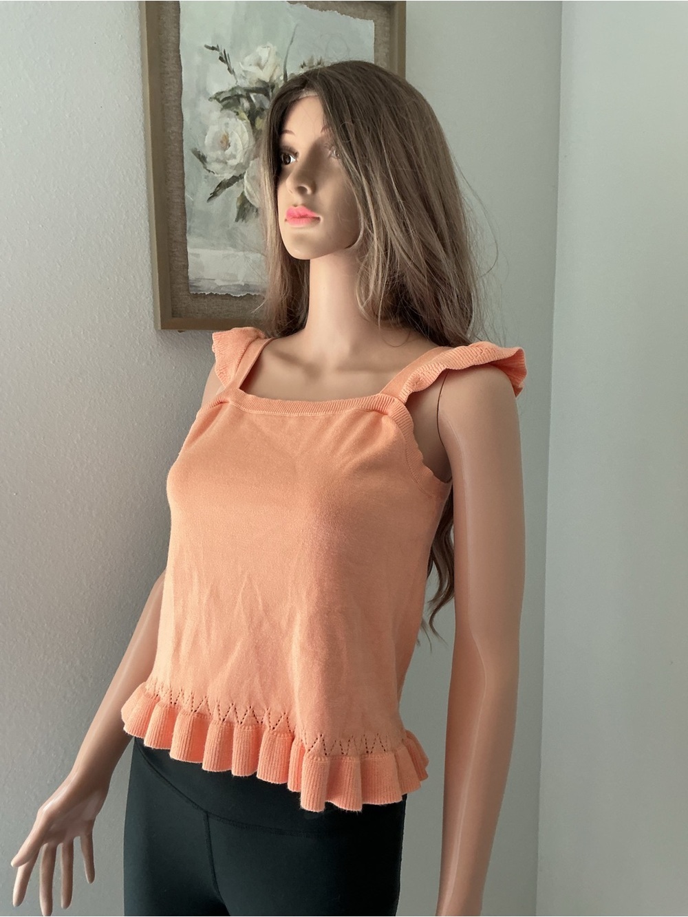 LOFT Peach Ruffle-Strap Knit Tank - Picture 2 of 10